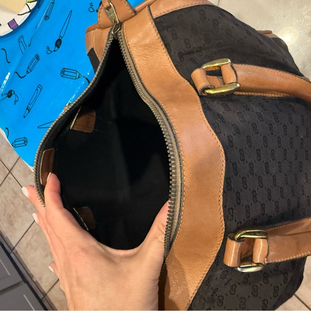 Gucci Black Canvas & Brown Leather Weekend Bag - Picture 13 of 16
